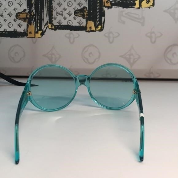 New Authentic Gucci GG0954S 001 Prestige Light Blue Oversized Round Sunglasses\
